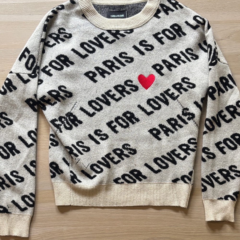 Zadig & Voltaire Beige and Black Knit Sweater